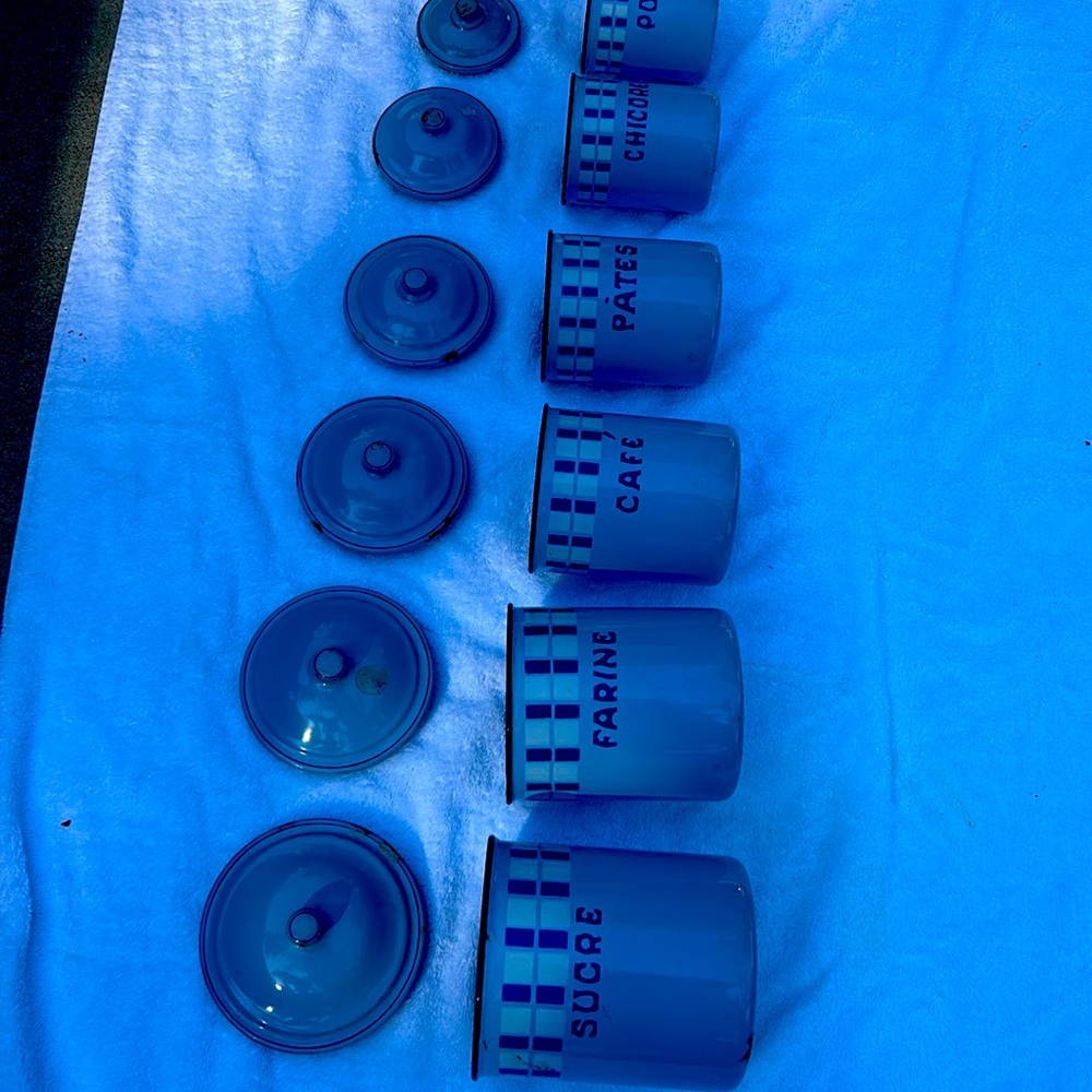 Vintage French Canister set beautiful blue